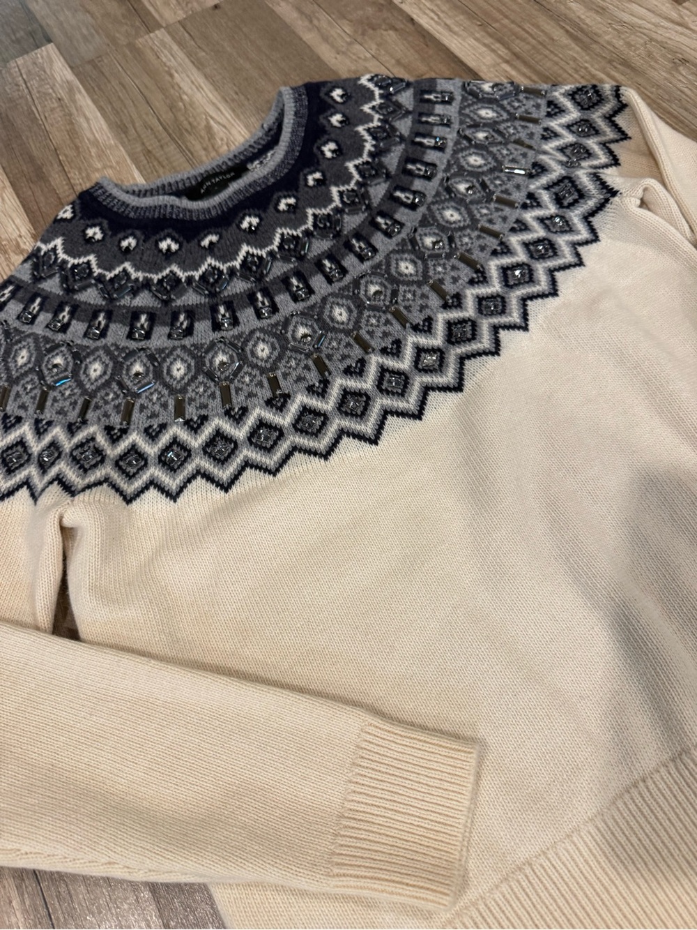 Fair Isle Crewneck Sweater - Cream & Gray - Picture 2 of 6